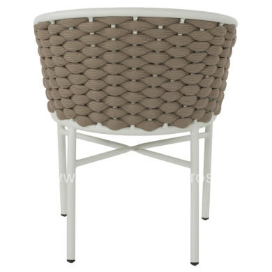 ARMCHAIR ALUMINUM HM5859.02 WHITE AND BEIGE FOAMY ROPE