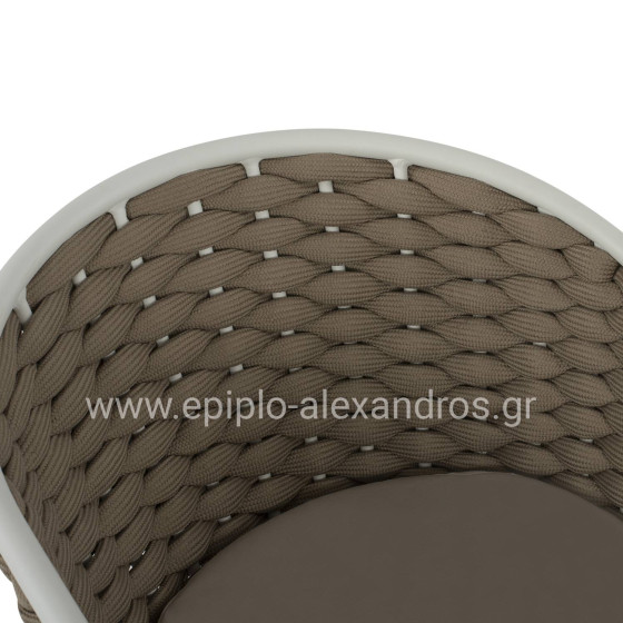 ARMCHAIR ALUMINUM HM5859.02 WHITE AND BEIGE FOAMY ROPE