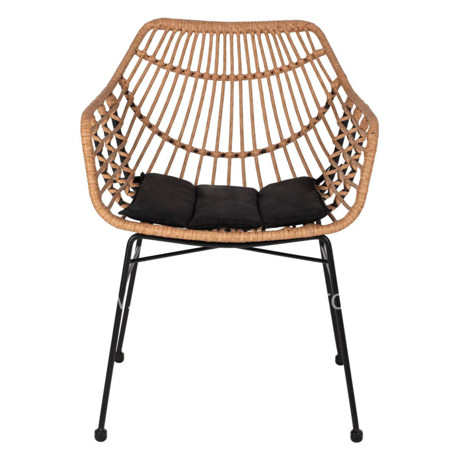 ARMCHAIR PROFESSIONAL BLACK METAL RATTAN BEIGE & CUSHION HM5864.01 58.5x60.5x80 cm.