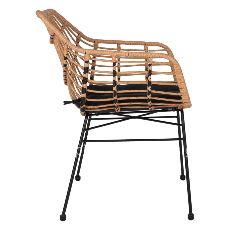 ARMCHAIR PROFESSIONAL BLACK METAL RATTAN BEIGE & CUSHION HM5864.01 58.5x60.5x80 cm.