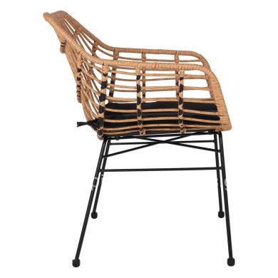 ARMCHAIR PROFESSIONAL BLACK METAL RATTAN BEIGE & CUSHION HM5864.01 58.5x60.5x80 cm.