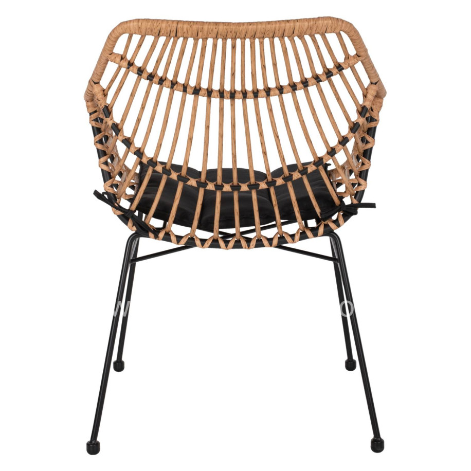 ARMCHAIR PROFESSIONAL BLACK METAL RATTAN BEIGE & CUSHION HM5864.01 58.5x60.5x80 cm.