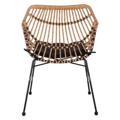 ARMCHAIR PROFESSIONAL BLACK METAL RATTAN BEIGE & CUSHION HM5864.01 58.5x60.5x80 cm.