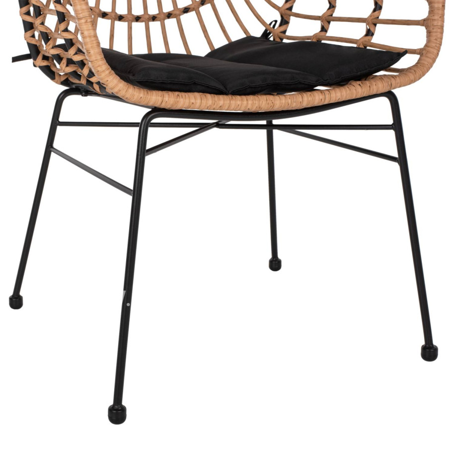 ARMCHAIR PROFESSIONAL BLACK METAL RATTAN BEIGE & CUSHION HM5864.01 58.5x60.5x80 cm.