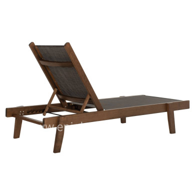 SUNBED PROFESSIONAL CRETA BEECH WOOD IN WALNUT COLOR & BROWN TEXTILENE 200x61-66x31-91Hcm.HM10356.04