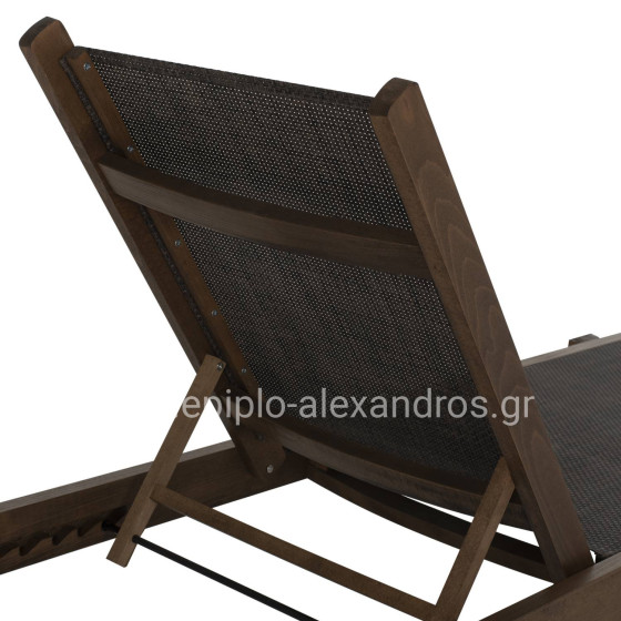 SUNBED PROFESSIONAL CRETA BEECH WOOD IN WALNUT COLOR & BROWN TEXTILENE 200x61-66x31-91Hcm.HM10356.04