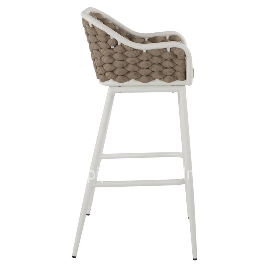 STOOL ALUMINUM WHITE WITH BEIGE ROPE 50x51x103Hcm.HM5862.02