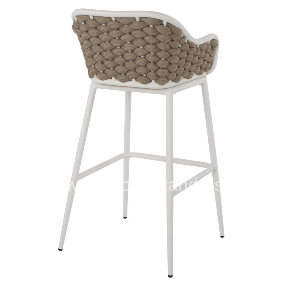 STOOL ALUMINUM WHITE WITH BEIGE ROPE 50x51x103Hcm.HM5862.02