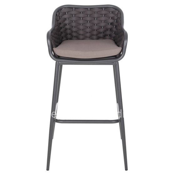 BAR STOOL ALUMINUM FRAME DARK GREY-ROPE BROWN 50x50x103Hcm.HM5862.01