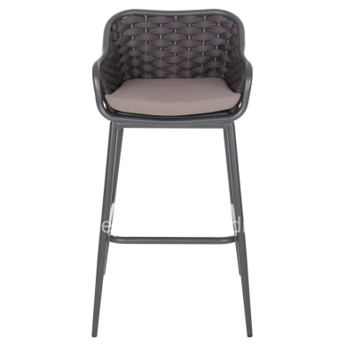 BAR STOOL ALUMINUM FRAME DARK GREY-ROPE BROWN 50x50x103Hcm.HM5862.01