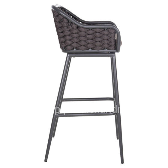 BAR STOOL ALUMINUM FRAME DARK GREY-ROPE BROWN 50x50x103Hcm.HM5862.01