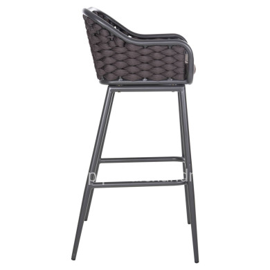 BAR STOOL ALUMINUM FRAME DARK GREY-ROPE BROWN 50x50x103Hcm.HM5862.01