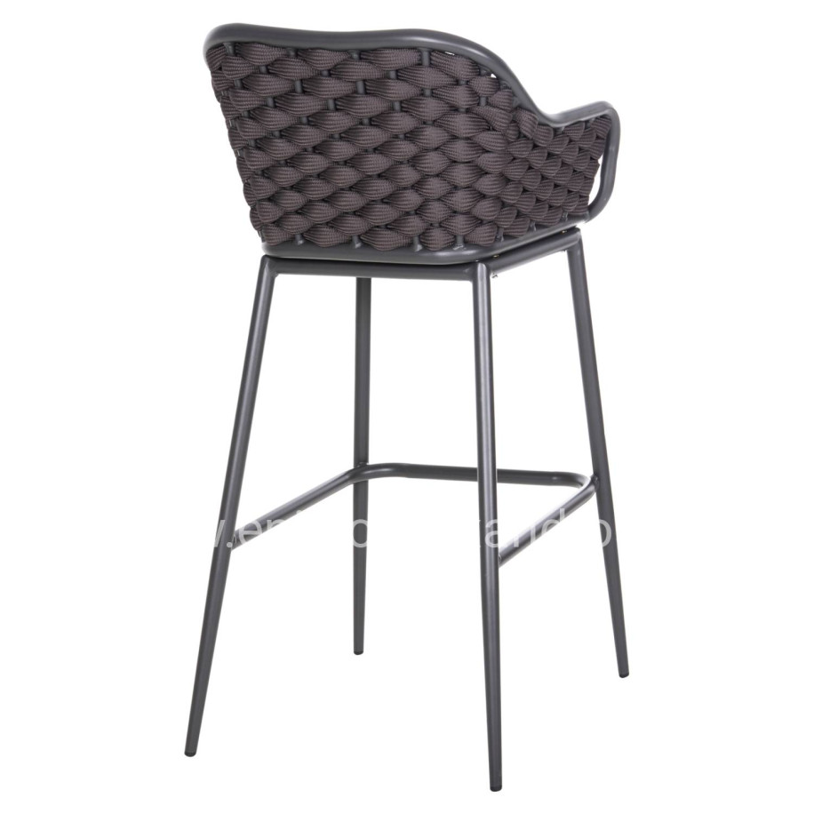 BAR STOOL ALUMINUM FRAME DARK GREY-ROPE BROWN 50x50x103Hcm.HM5862.01