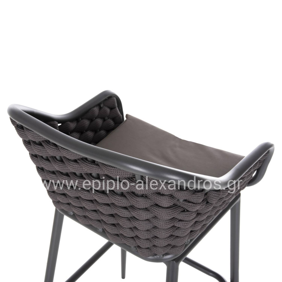 BAR STOOL ALUMINUM FRAME DARK GREY-ROPE BROWN 50x50x103Hcm.HM5862.01
