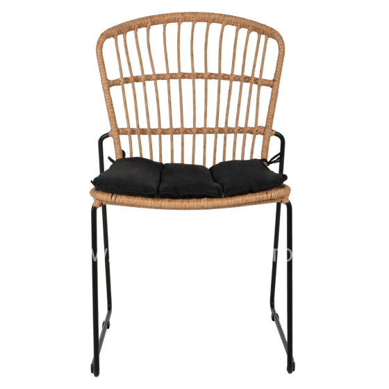 CHAIR PROFESSIONAL METAL BLACK CUSHION BLACK RATTAN NATURAL 51.5x58x86Hcm.HM5866.01