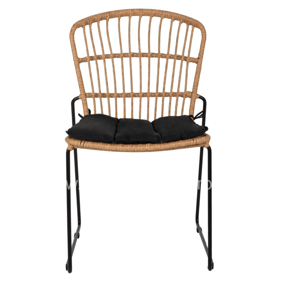 CHAIR PROFESSIONAL METAL BLACK CUSHION BLACK RATTAN NATURAL 51.5x58x86Hcm.HM5866.01