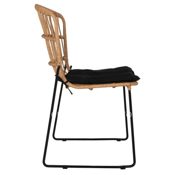 CHAIR PROFESSIONAL METAL BLACK CUSHION BLACK RATTAN NATURAL 51.5x58x86Hcm.HM5866.01