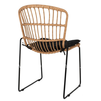 CHAIR PROFESSIONAL METAL BLACK CUSHION BLACK RATTAN NATURAL 51.5x58x86Hcm.HM5866.01