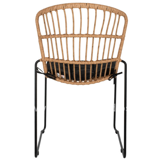 CHAIR PROFESSIONAL METAL BLACK CUSHION BLACK RATTAN NATURAL 51.5x58x86Hcm.HM5866.01