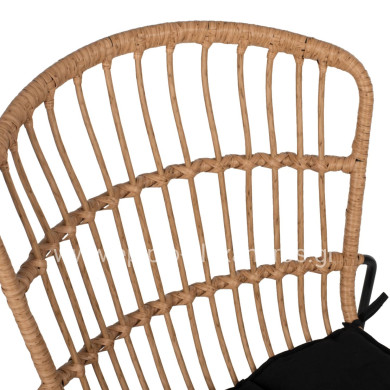 CHAIR PROFESSIONAL METAL BLACK CUSHION BLACK RATTAN NATURAL 51.5x58x86Hcm.HM5866.01
