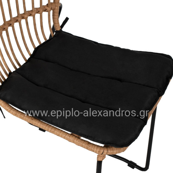 CHAIR PROFESSIONAL METAL BLACK CUSHION BLACK RATTAN NATURAL 51.5x58x86Hcm.HM5866.01