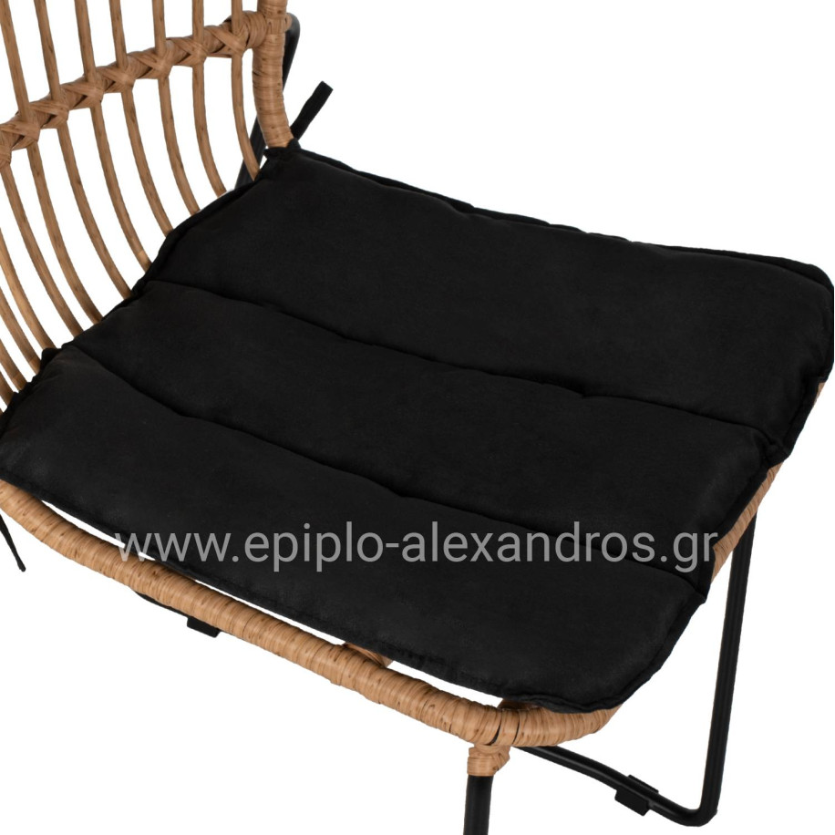 CHAIR PROFESSIONAL METAL BLACK CUSHION BLACK RATTAN NATURAL 51.5x58x86Hcm.HM5866.01