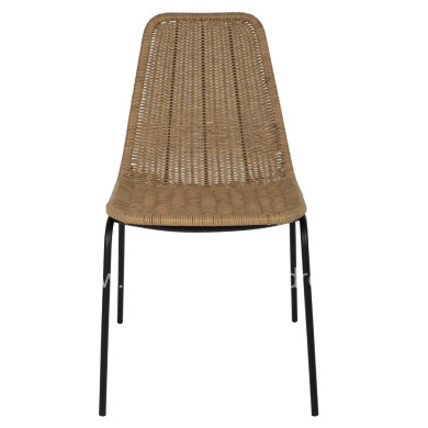 CHAIR PROFESSIONAL HM5867.01 METAL BLACK WITH RATTAN  NATURAL 43.5x63x82Hcm.