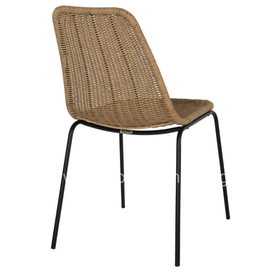CHAIR PROFESSIONAL HM5867.01 METAL BLACK WITH RATTAN  NATURAL 43.5x63x82Hcm.