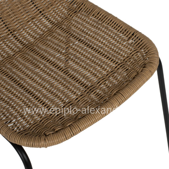 CHAIR PROFESSIONAL HM5867.01 METAL BLACK WITH RATTAN  NATURAL 43.5x63x82Hcm.