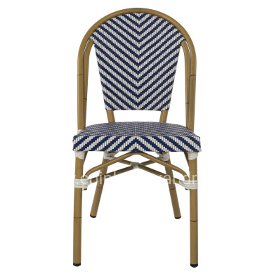 CHAIR ALUMINUM HM5860.02 NATURAL BAMBOO LOOK-BLUE WHITE TEXTLINE 46x56x88Hcm.