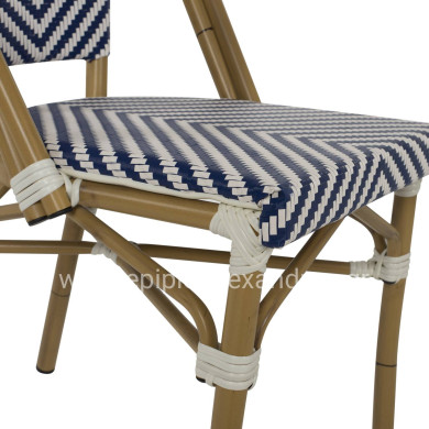 CHAIR ALUMINUM HM5860.02 NATURAL BAMBOO LOOK-BLUE WHITE TEXTLINE 46x56x88Hcm.