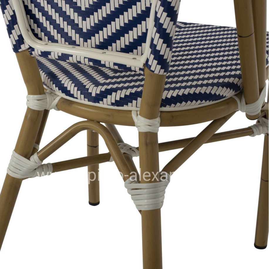 CHAIR ALUMINUM HM5860.02 NATURAL BAMBOO LOOK-BLUE WHITE TEXTLINE 46x56x88Hcm.