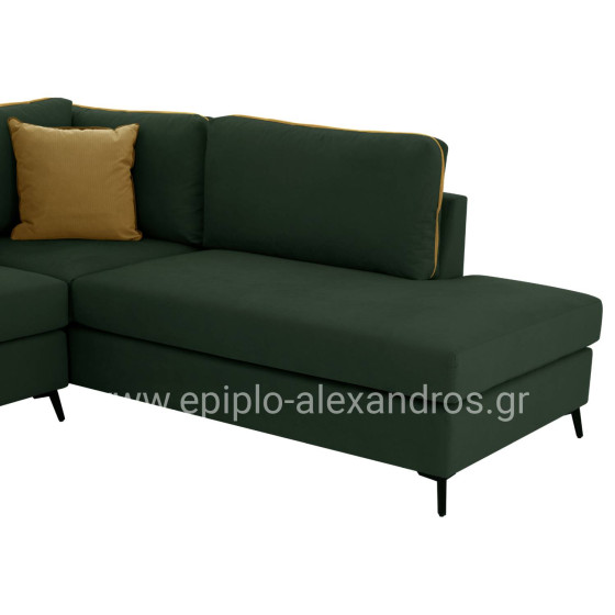 SOFA RIGHT CORNER DIVA HM3254.17R IN CYPRESS GREEN WATER-REPELLANT FABRIC 290x235x94Hcm.