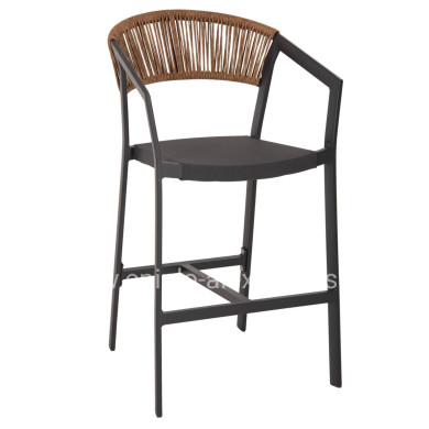 BAR STOOL ALUMINUM ANTHRACITE HM5892.11 MEDIUM HEIGHT WITH ARMS-RATTAN&TEXTLINE 55x56.5x99Hcm.