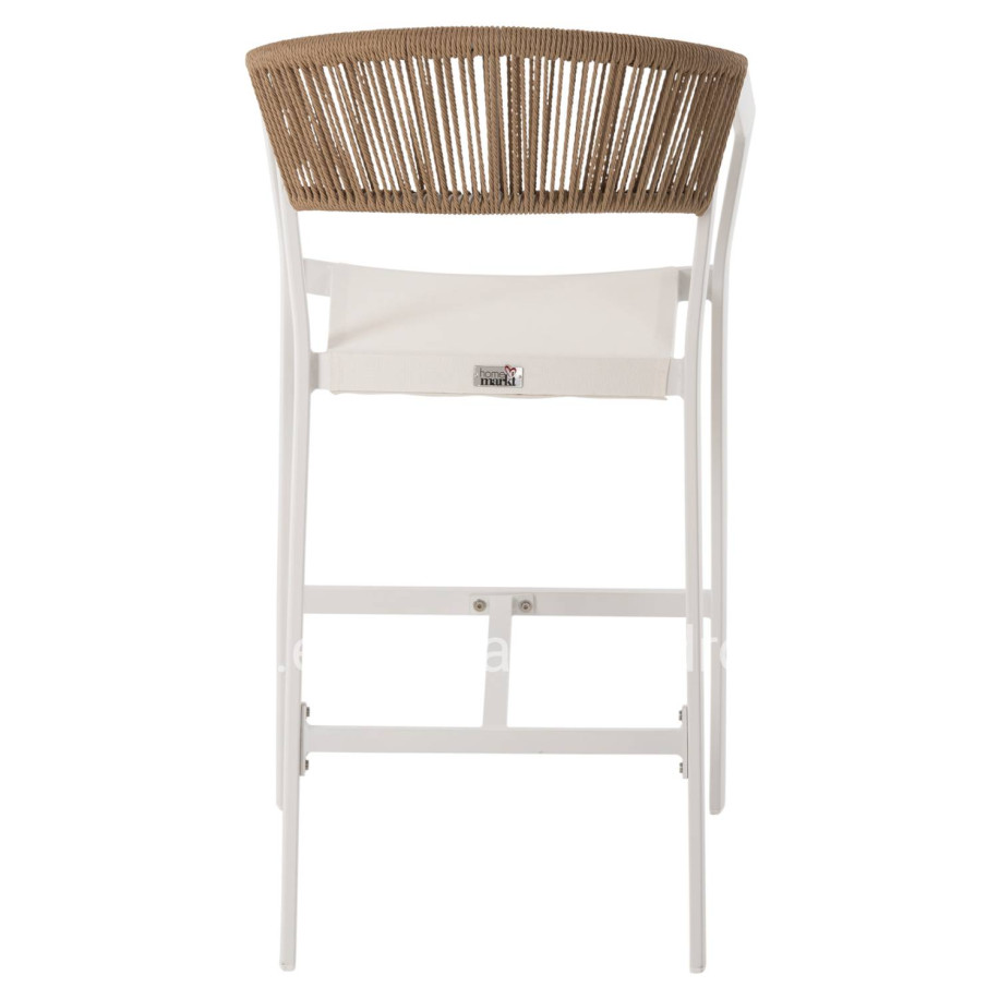 BAR STOOL ALUMINUM WHITE HM5892.12 MEDIUM HEIGHT WITH ARMS-RATTAN&TEXTLINE 55x56.5x99H.