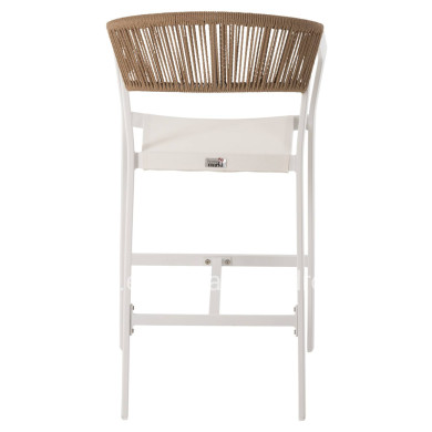 BAR STOOL ALUMINUM WHITE HM5892.12 MEDIUM HEIGHT WITH ARMS-RATTAN&TEXTLINE 55x56.5x99H.