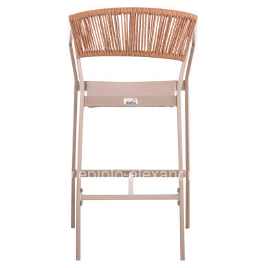 BAR STOOL ALUMINUM CHAMPAGNE HM5892.13 MEDIUM HEIGHT WITH ARMS-RATTAN & TEXTLINE 55x56.5x99Hcm.