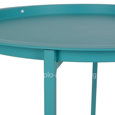 FOLDABLE SIDE TABLE SAMUEL HM5287.08 WITH REMOVABLE TRAY METALLIC TURQUOISE Φ46x53Hcm.