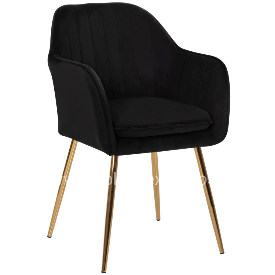 ARMCHAIR SAWYER HM8523.04 BLACK VELVET AND GOLDEN LEGS 55Χ60Χ83Hcm.