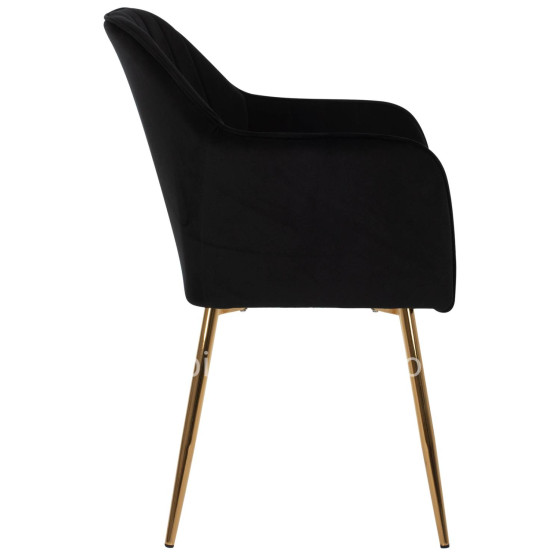 ARMCHAIR SAWYER HM8523.04 BLACK VELVET AND GOLDEN LEGS 55Χ60Χ83Hcm.