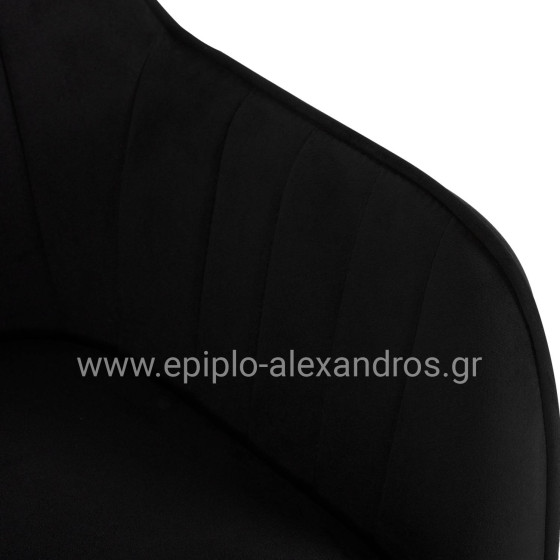 ARMCHAIR SAWYER HM8523.04 BLACK VELVET AND GOLDEN LEGS 55Χ60Χ83Hcm.