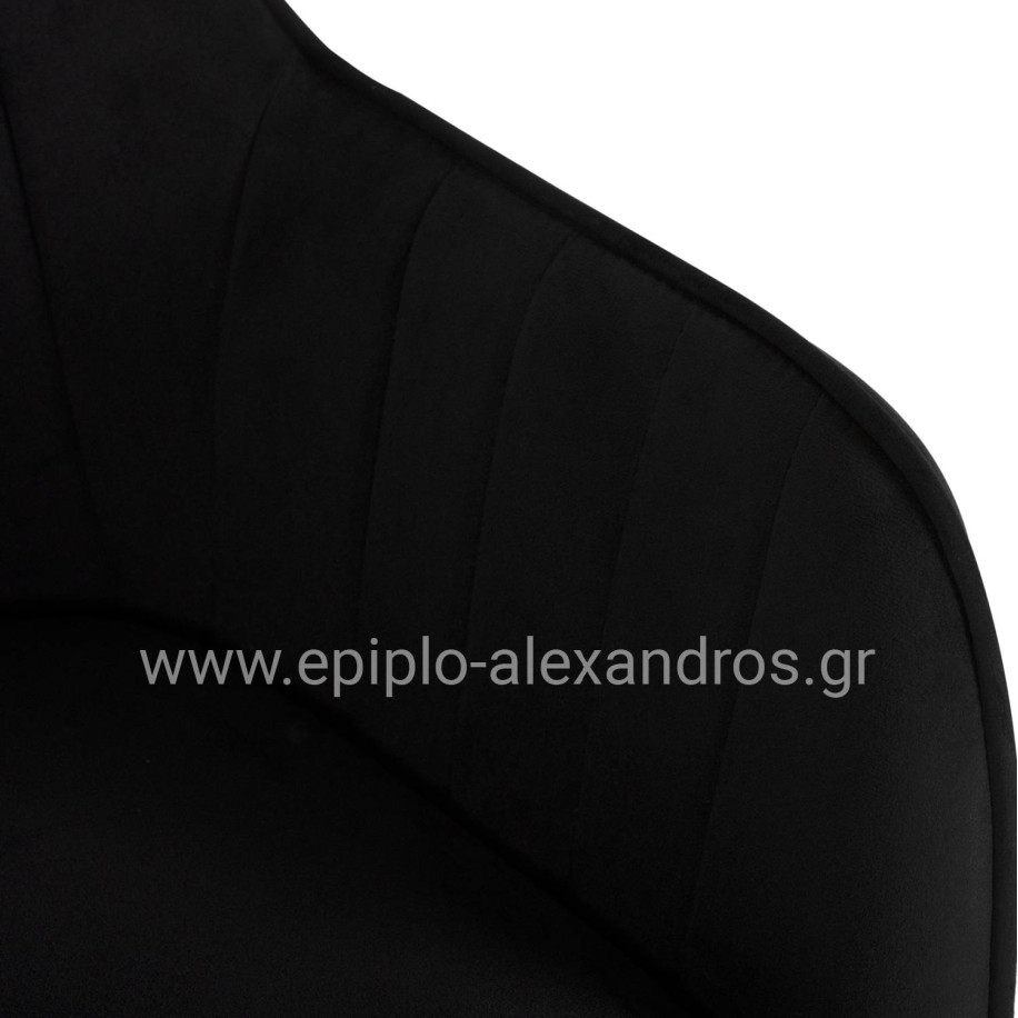 ARMCHAIR SAWYER HM8523.04 BLACK VELVET AND GOLDEN LEGS 55Χ60Χ83Hcm.