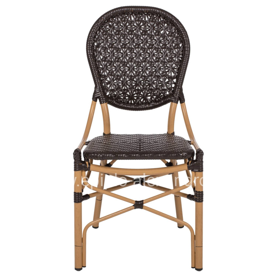 CHAIR ALUMINUM BAMBOO LOOK AND PE RATTAN IN BROWN HM5925.01 47x58x95Hcm.