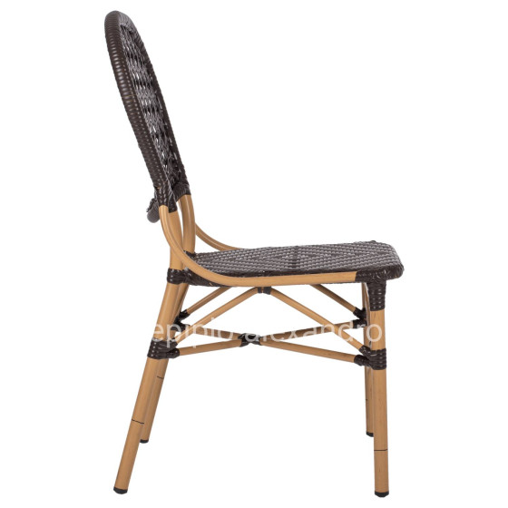 CHAIR ALUMINUM BAMBOO LOOK AND PE RATTAN IN BROWN HM5925.01 47x58x95Hcm.