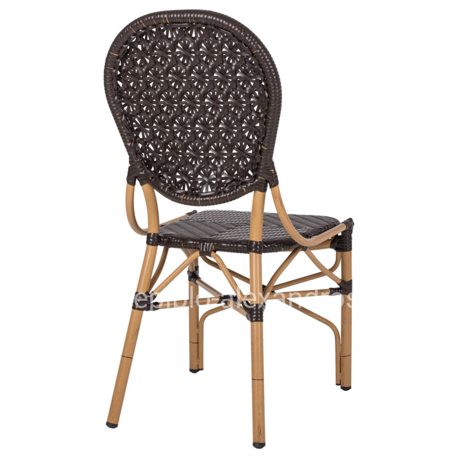 CHAIR ALUMINUM BAMBOO LOOK AND PE RATTAN IN BROWN HM5925.01 47x58x95Hcm.
