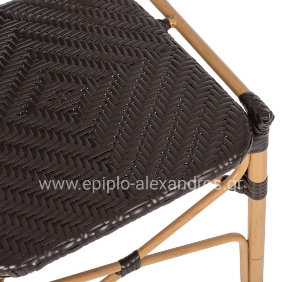 CHAIR ALUMINUM BAMBOO LOOK AND PE RATTAN IN BROWN HM5925.01 47x58x95Hcm.