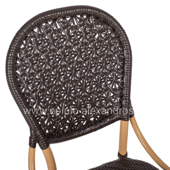 CHAIR ALUMINUM BAMBOO LOOK AND PE RATTAN IN BROWN HM5925.01 47x58x95Hcm.