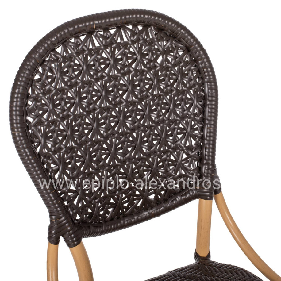 CHAIR ALUMINUM BAMBOO LOOK AND PE RATTAN IN BROWN HM5925.01 47x58x95Hcm.