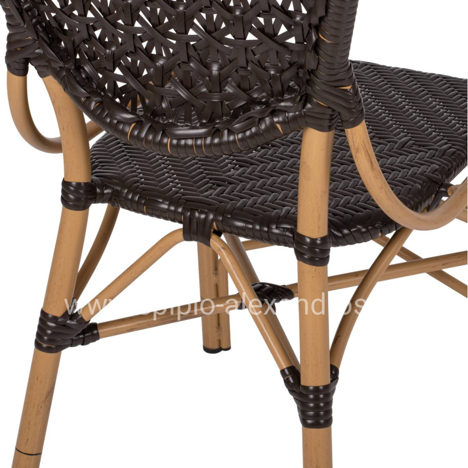 CHAIR ALUMINUM BAMBOO LOOK AND PE RATTAN IN BROWN HM5925.01 47x58x95Hcm.