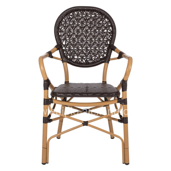 ARMCHAIR ALUMINUM HM5926.01 BROWN BAMBOO LOOK AND BROWN PE RATTAN 56x62x95Hcm.